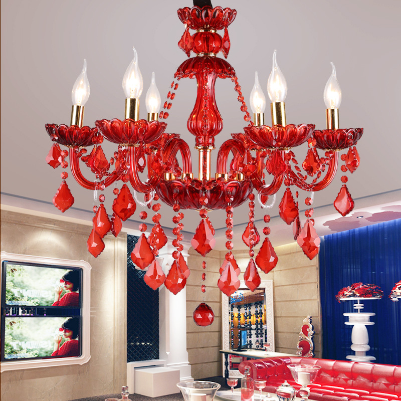 Red Candle Crystal Chandelier
