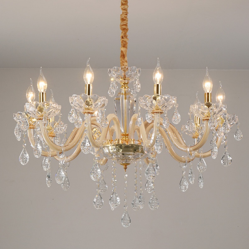 Iron Glass Candle Crystal Chandelier - 图片 2