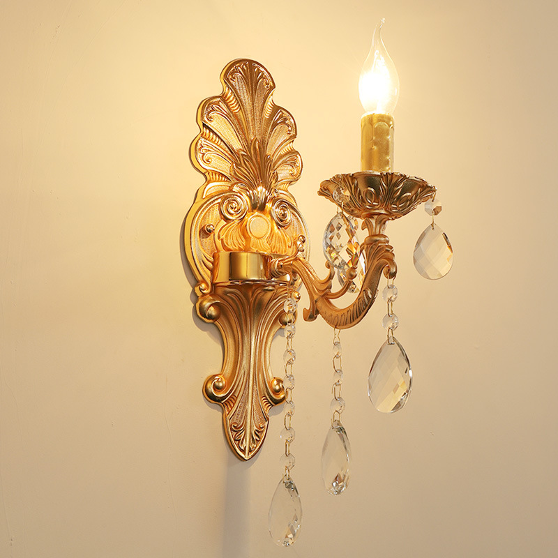 E14 Gold Crystal Candle Wall Light - 图片 3