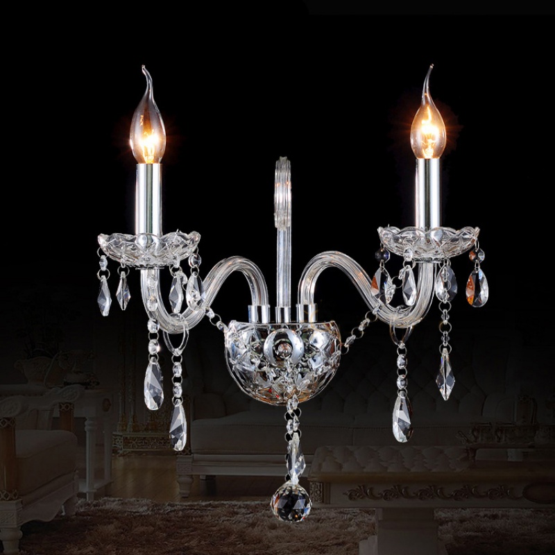 Black Clear Red Gold Crystal Wall Lamp - 图片 2