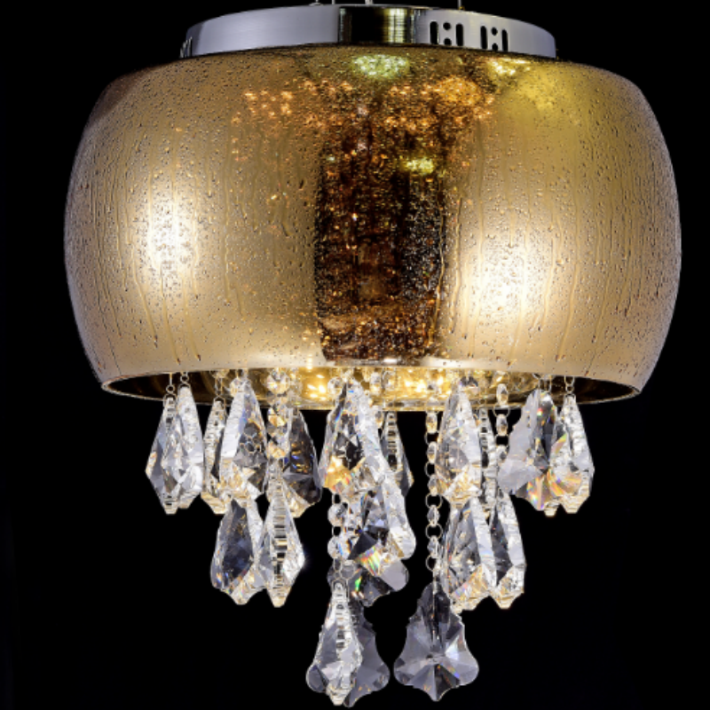 Gold Rose Glass Crystal Pendant Lamp - 图片 2