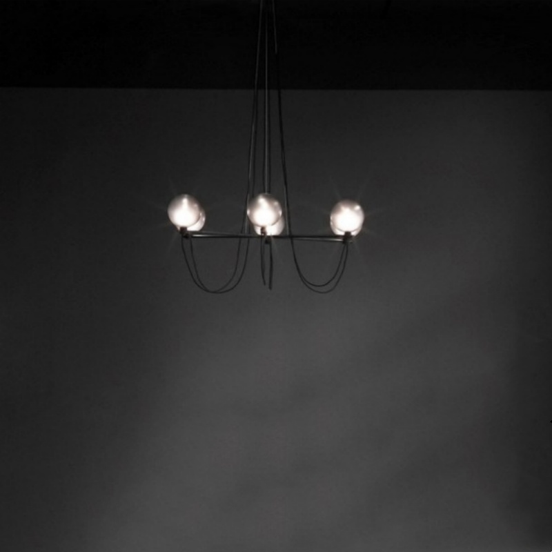 6 Heads Black Glass Pendant Light - 图片 2