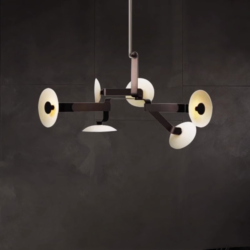 6 Heads Coffee Gold White Pendant Lamp - 图片 2