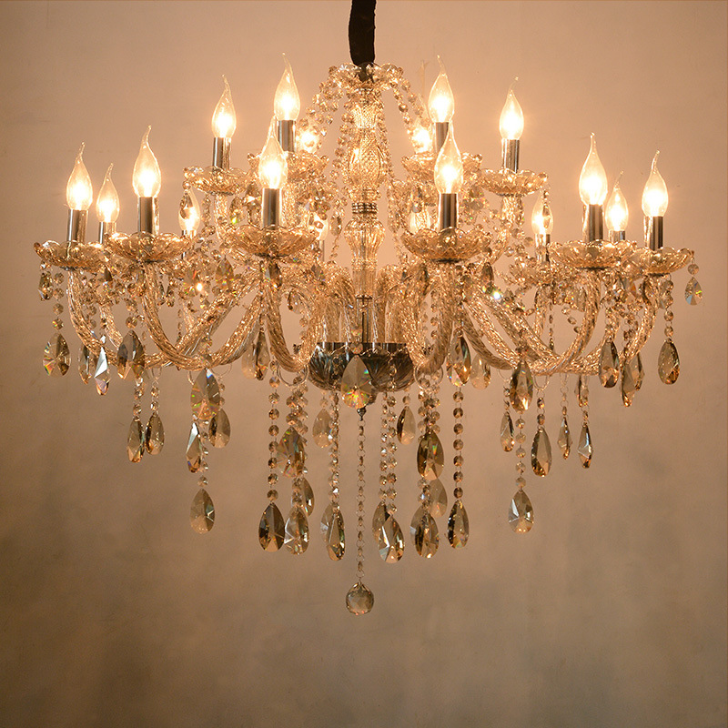 Iron Crystal Fabric Brown Chandelier - 图片 2