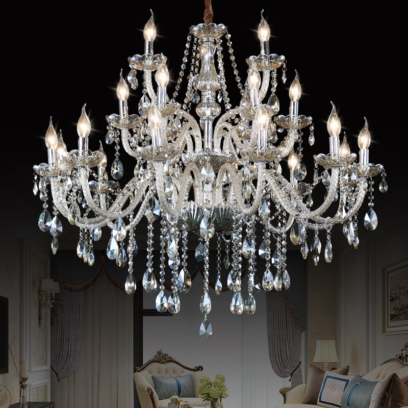 Big Crystal Fabric Brown Chandelier - 图片 2