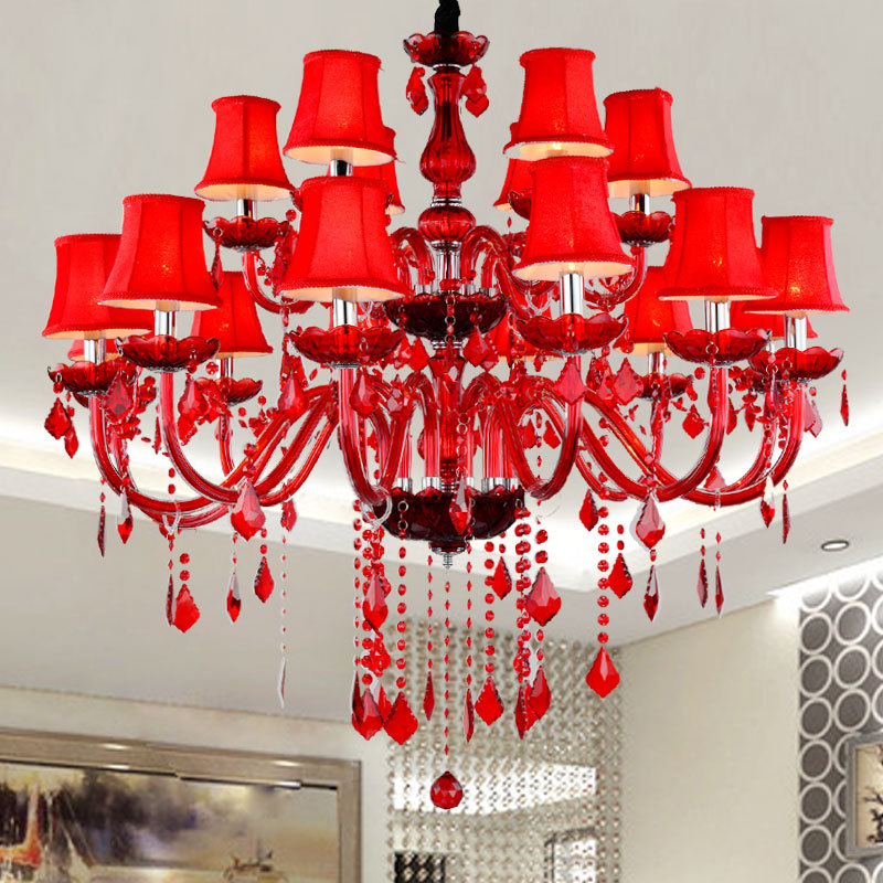 Red Crystal Candle Chandelier - 图片 3