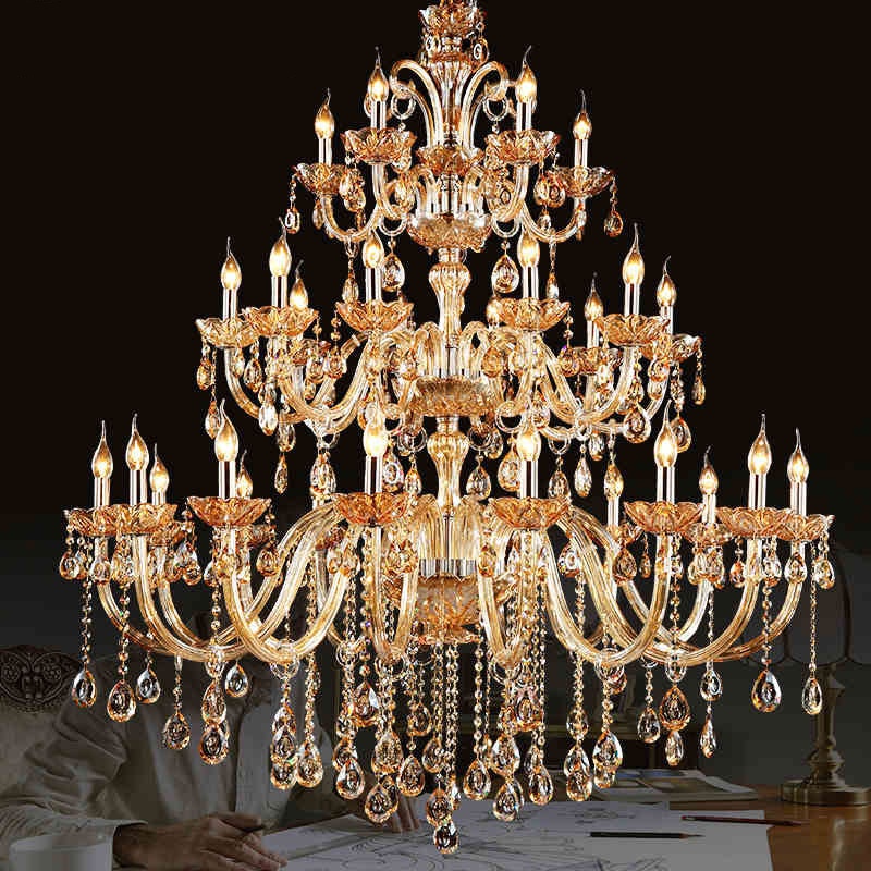 Grey Brown Amber Crystal Chandelier - 图片 3