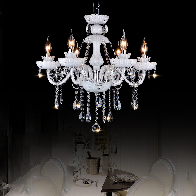 Large White Crystal Candle Chandelier - 图片 3