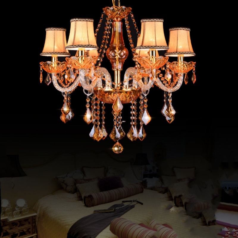 E14 Amber Crystal Candle Chandelier - 图片 3