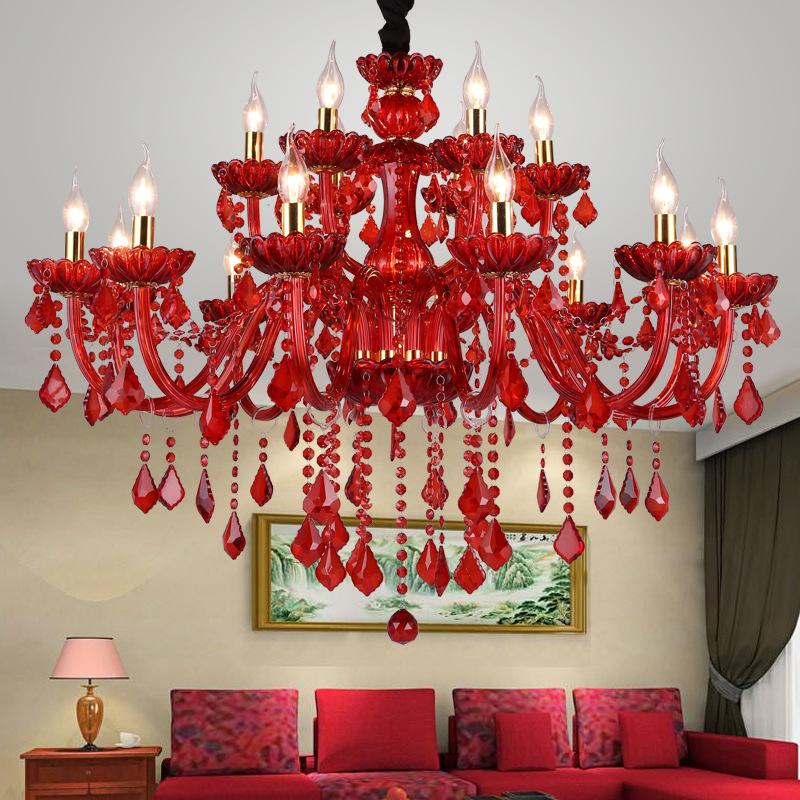 Red Candle Crystal Chandelier - 图片 3