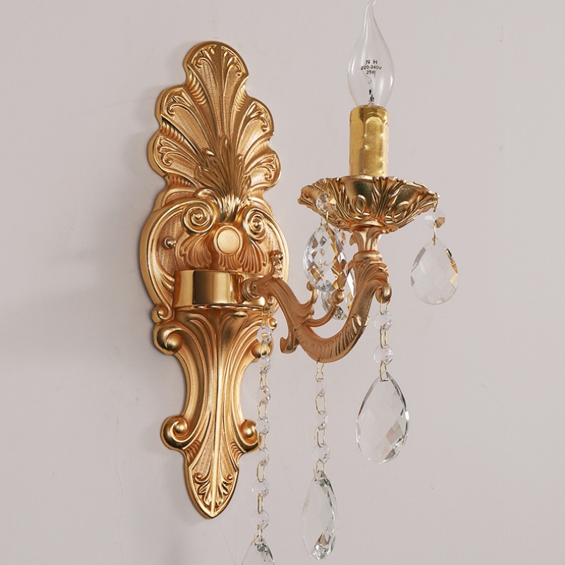 E14 Gold Crystal Candle Wall Light - 图片 4