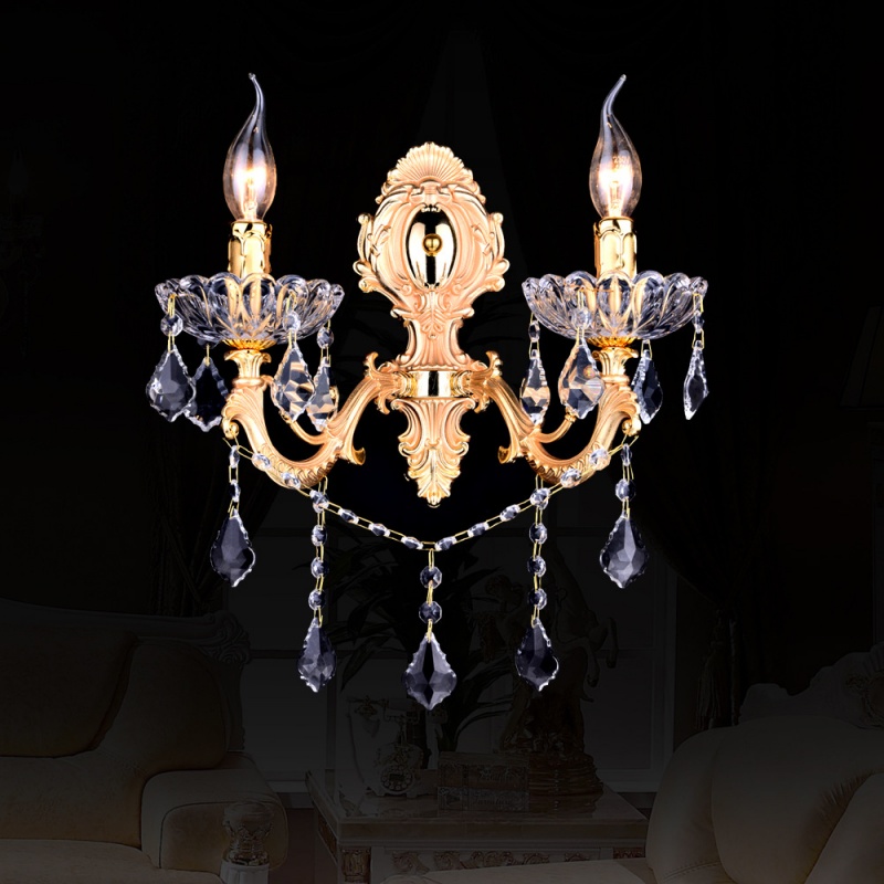 E14 Glass Zinc Alloy Crystal Wall Light - 图片 3