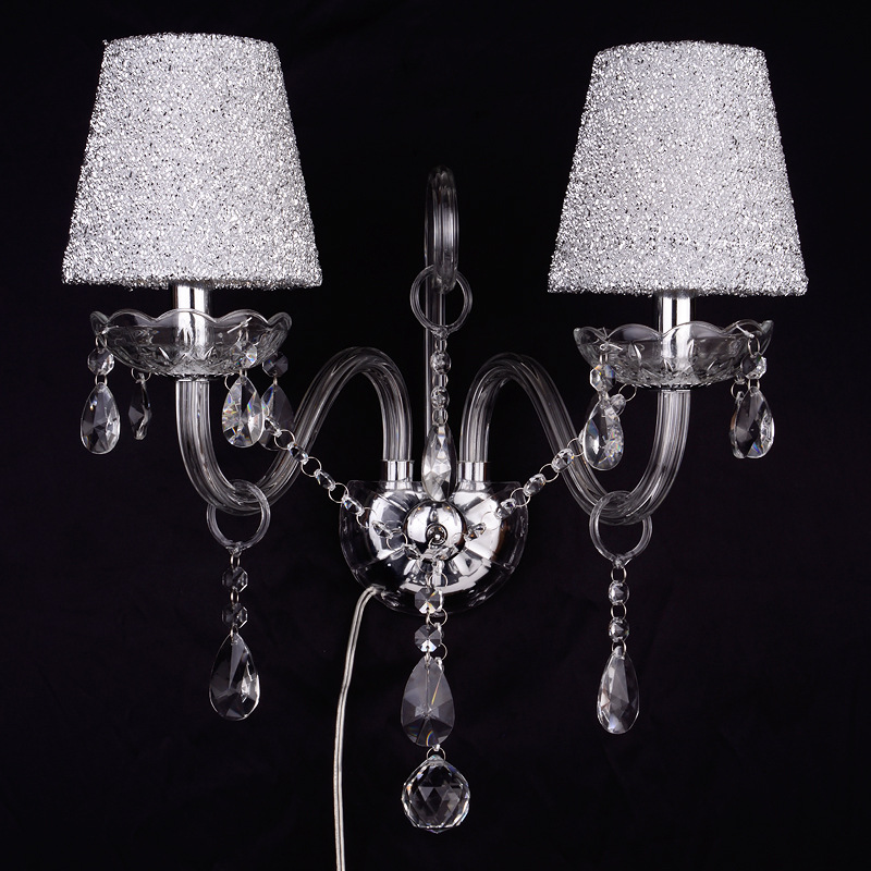 Black Clear Red Gold Crystal Wall Lamp - 图片 3