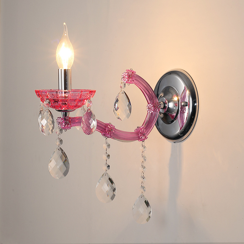 Pink Candle Crystal Wall Light - 图片 3