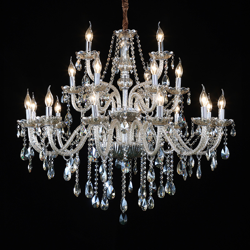 Big Crystal Fabric Brown Chandelier - 图片 3