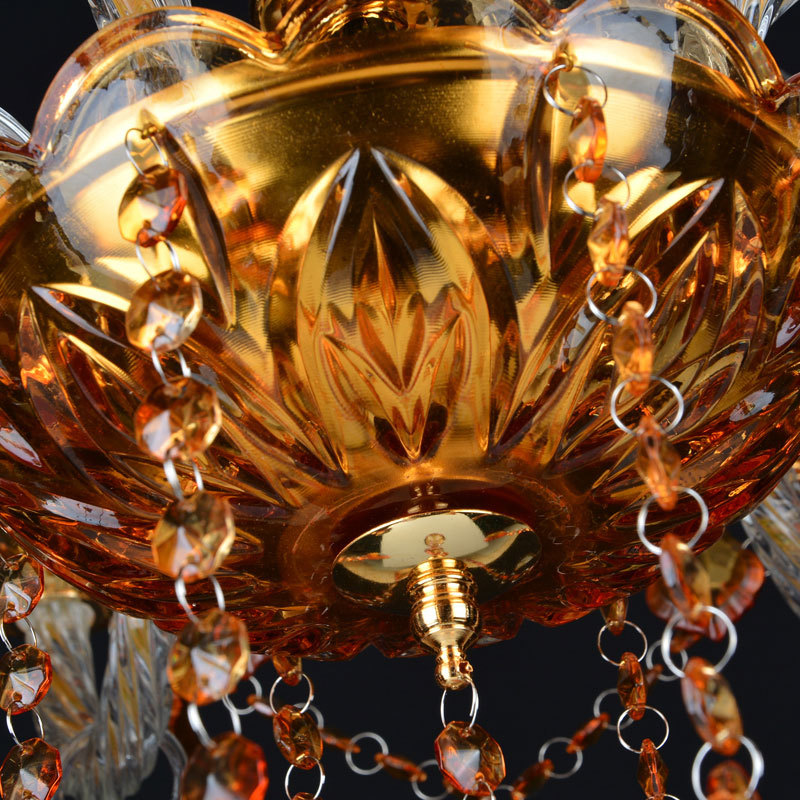 E14 Amber Crystal Candle Chandelier - 图片 4