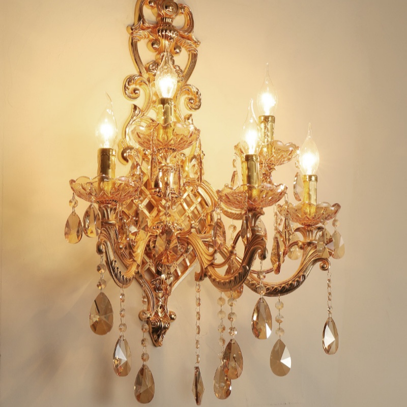 5 Heads Crystal Glass Wall Lamp - 图片 4