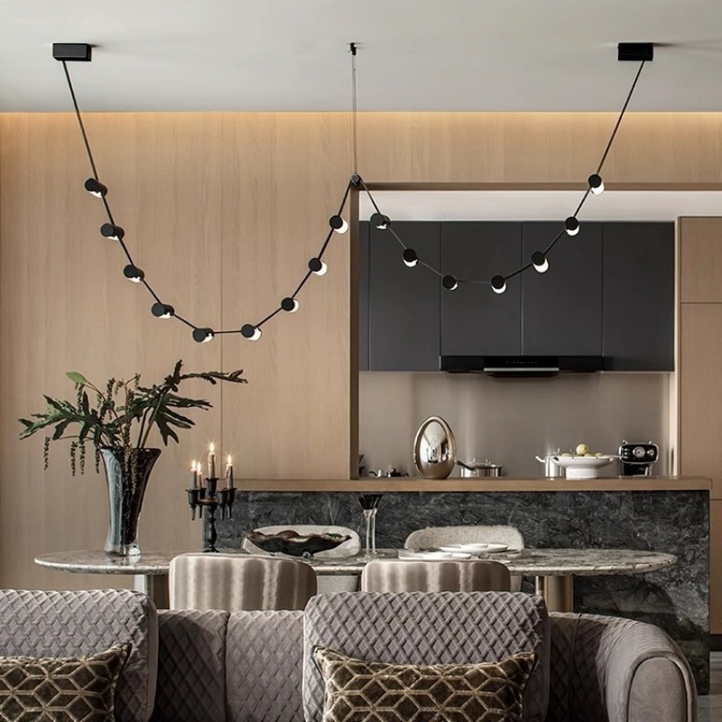 8-14 Heads Iron Leather Pendant Light - 图片 4