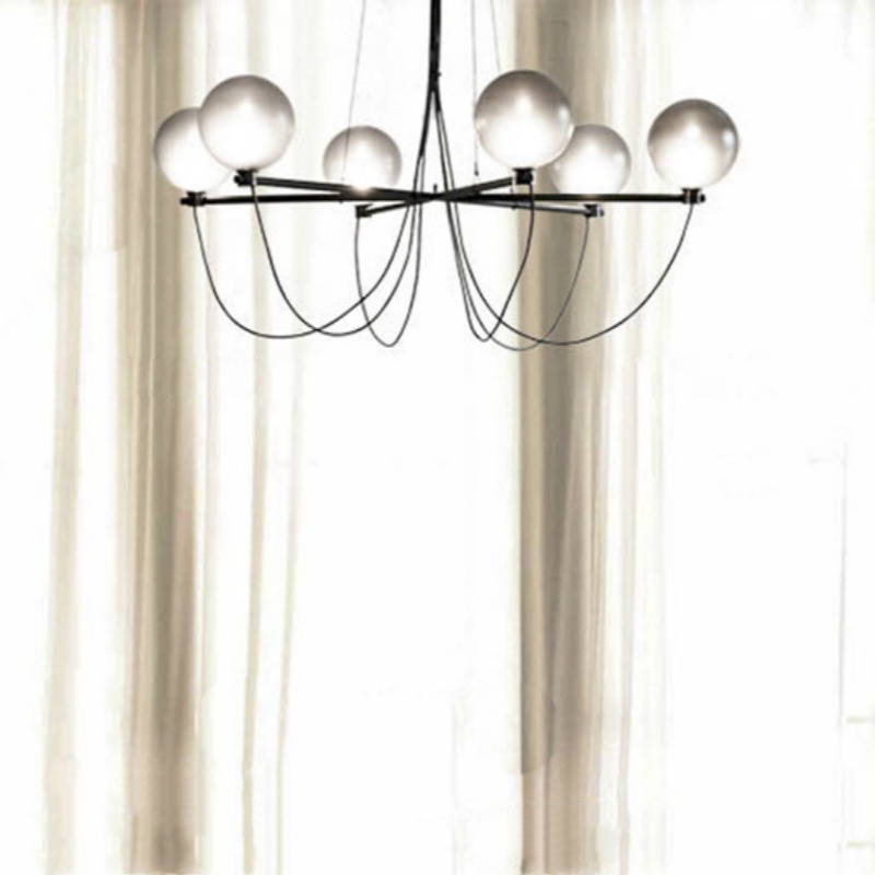 6 Heads Black Glass Pendant Light - 图片 4