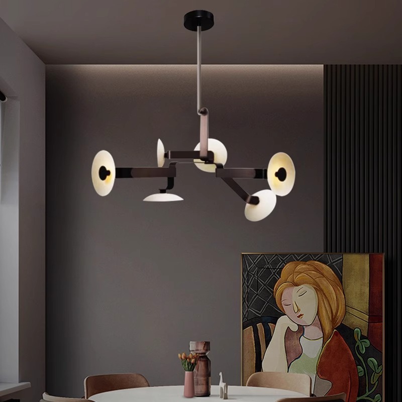 6 Heads Coffee Gold White Pendant Lamp - 图片 4
