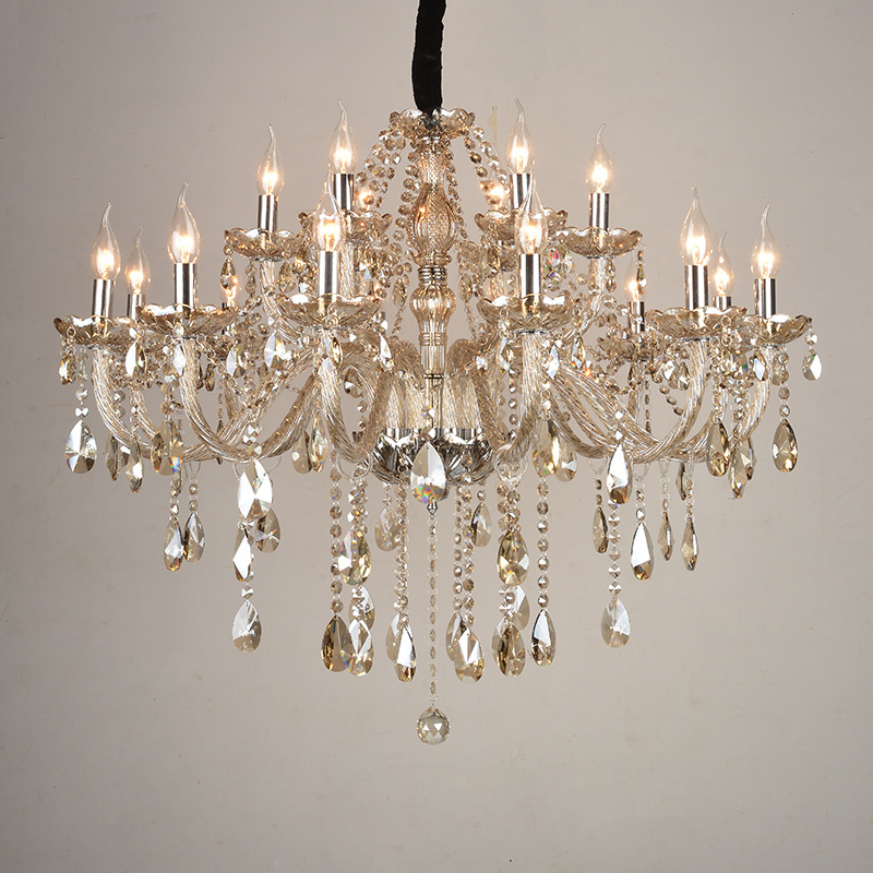 Iron Crystal Fabric Brown Chandelier - 图片 4