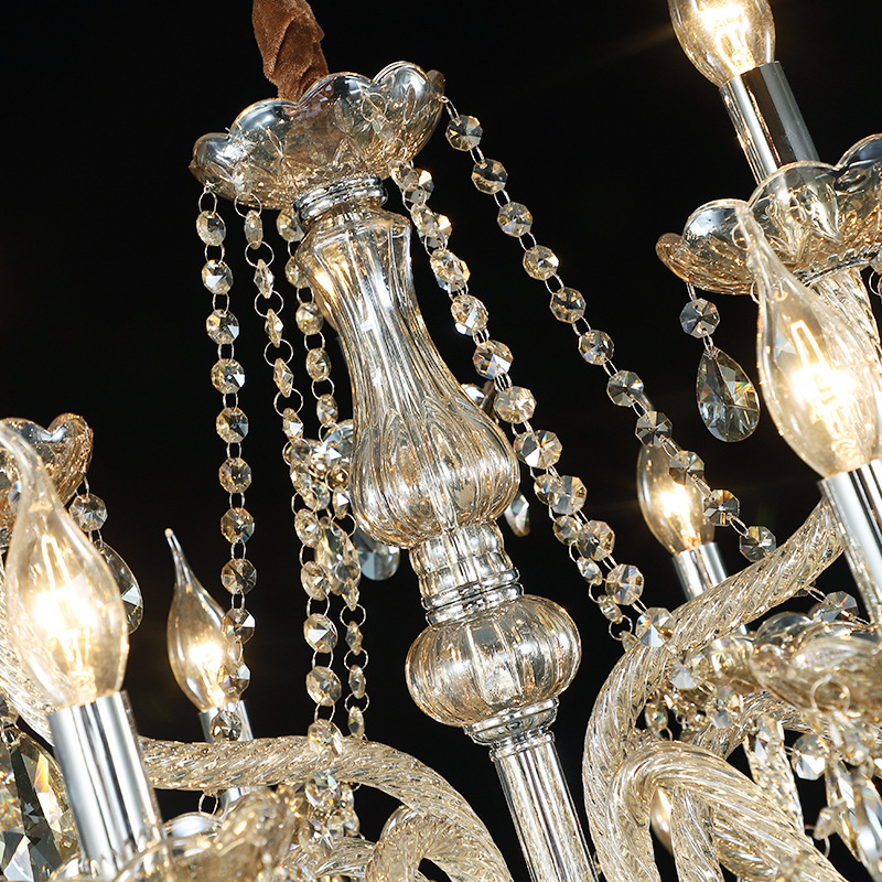 Big Crystal Fabric Brown Chandelier - 图片 4