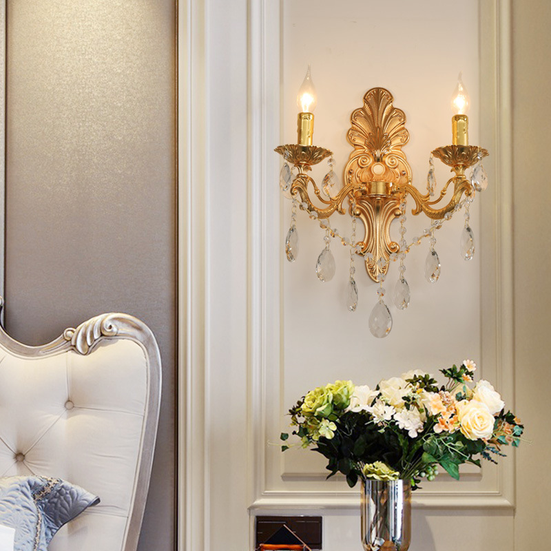 E14 Gold Crystal Candle Wall Light - 图片 6
