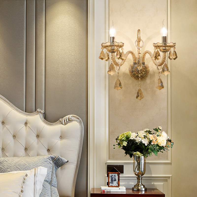 1-3 Heds Amber Crystal Wall Light - 图片 5