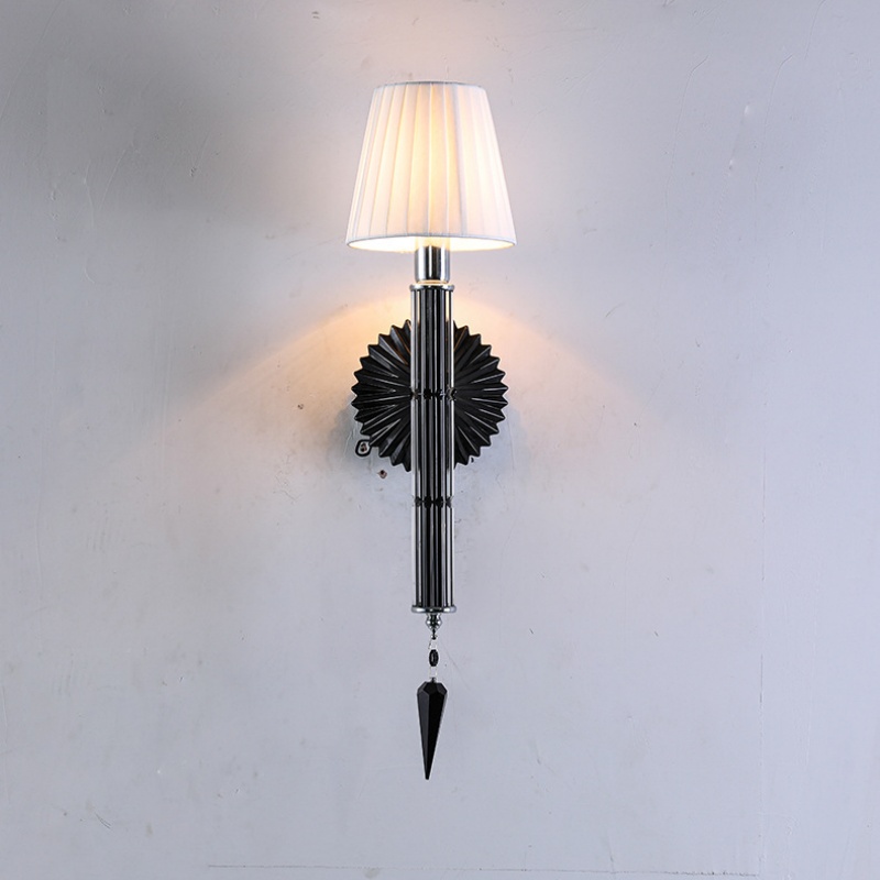 Clear Gold Black Red Champagne Crystal Wall Lamp - 图片 5