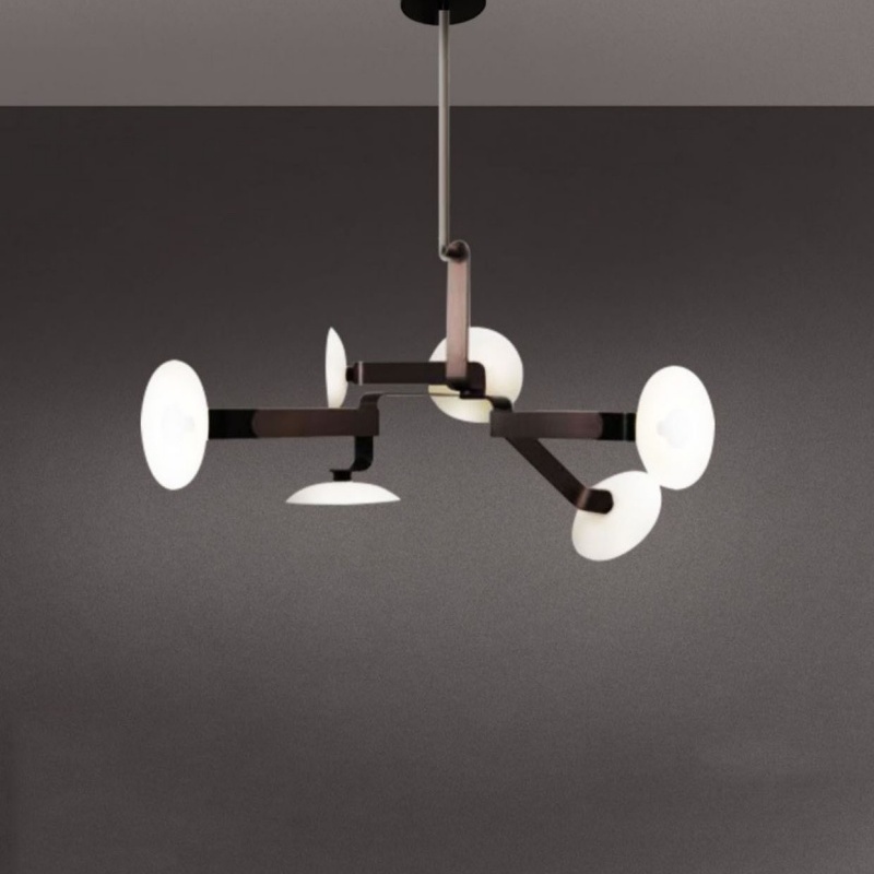 6 Heads Coffee Gold White Pendant Lamp - 图片 5