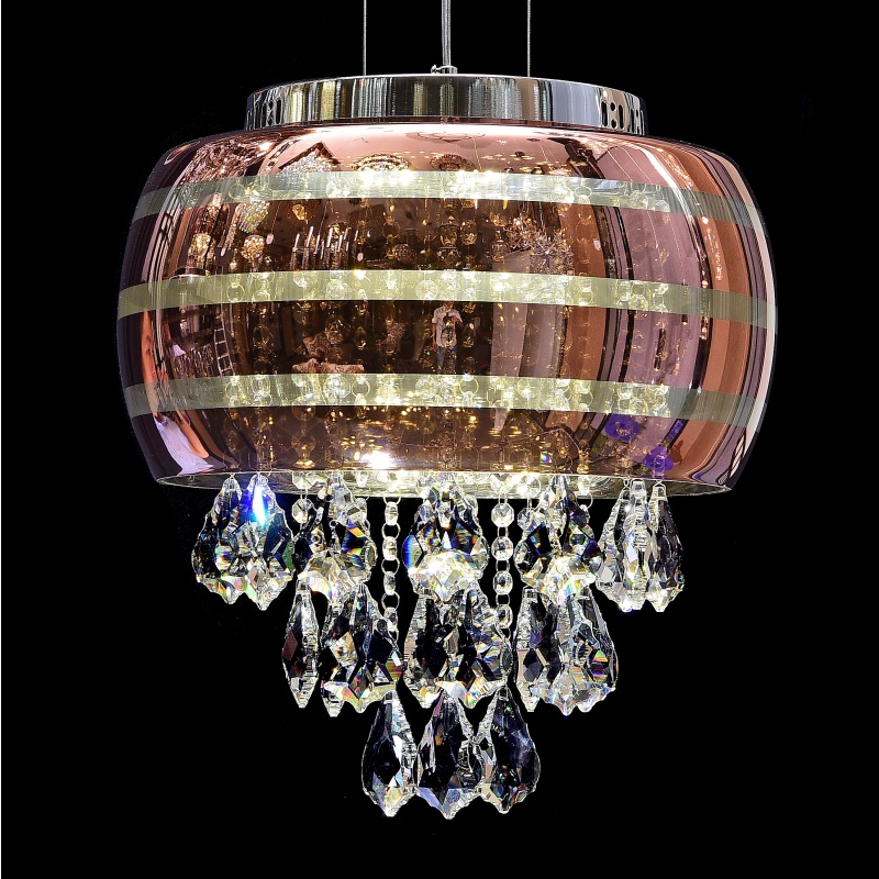 Gold Rose Glass Crystal Pendant Lamp - 图片 5