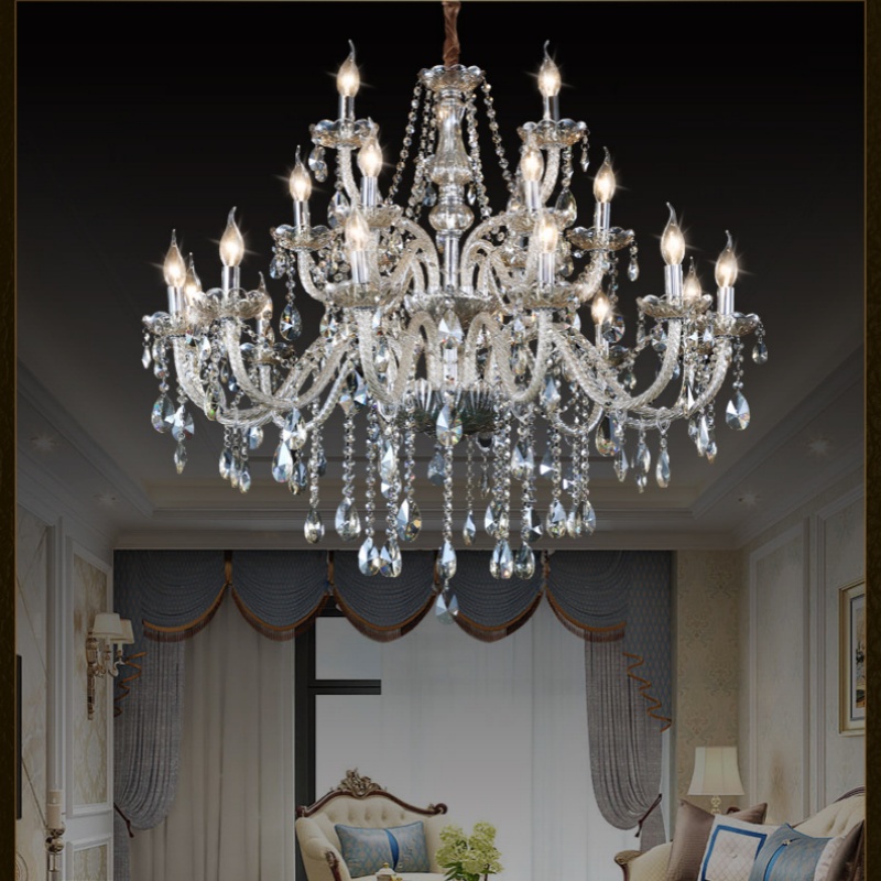 Big Crystal Fabric Brown Chandelier - 图片 5