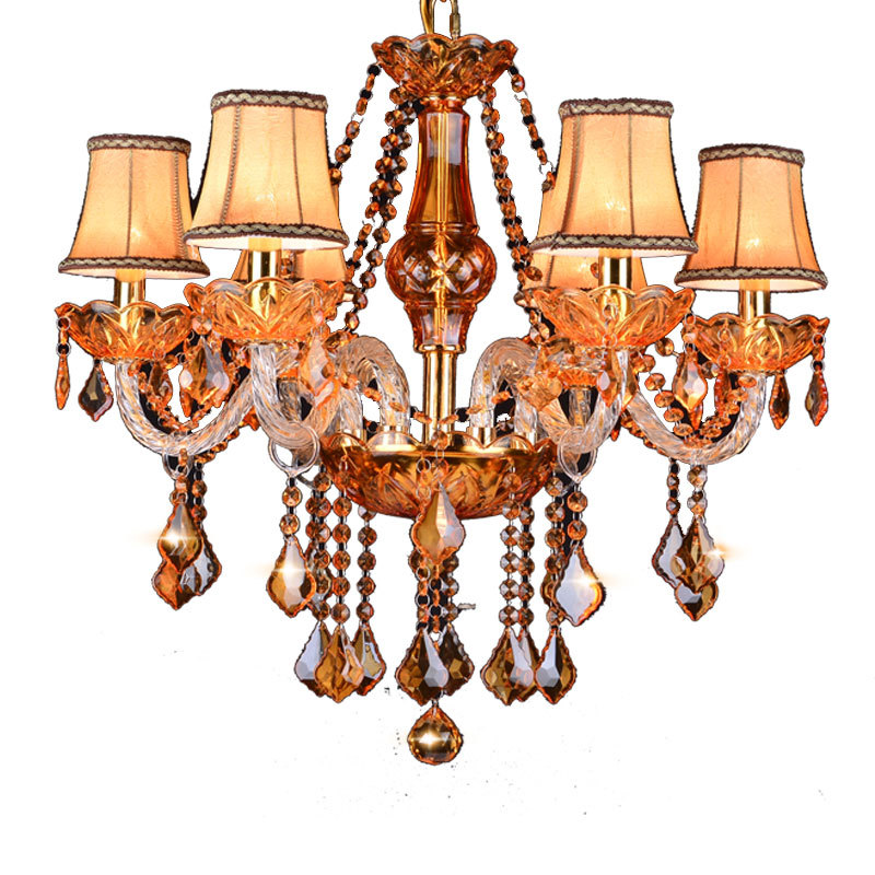 E14 Amber Crystal Candle Chandelier - 图片 6