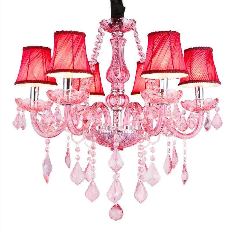 Deep Pink Candle Crystal Chandelier - 图片 7