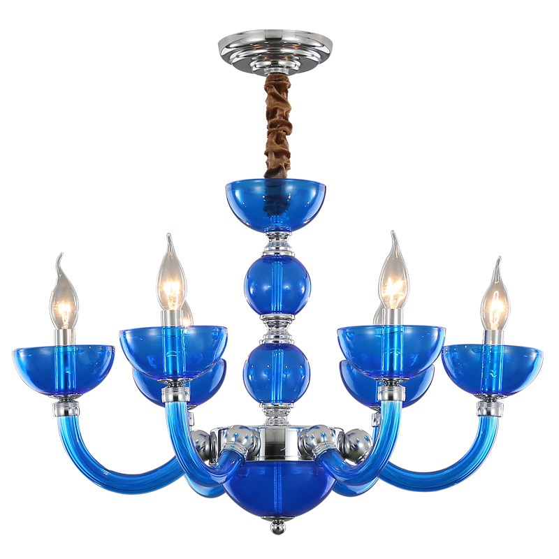 Blue Crystal Iron Glass Chandelier - 图片 6