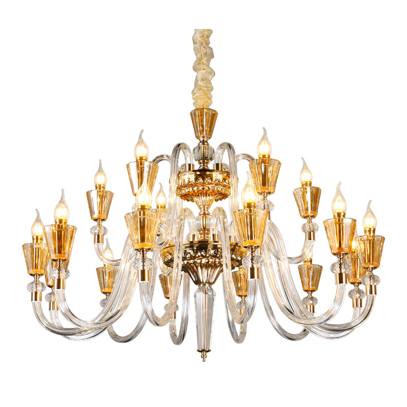 Transparent Golden Glass Tube Chandelier - 图片 6