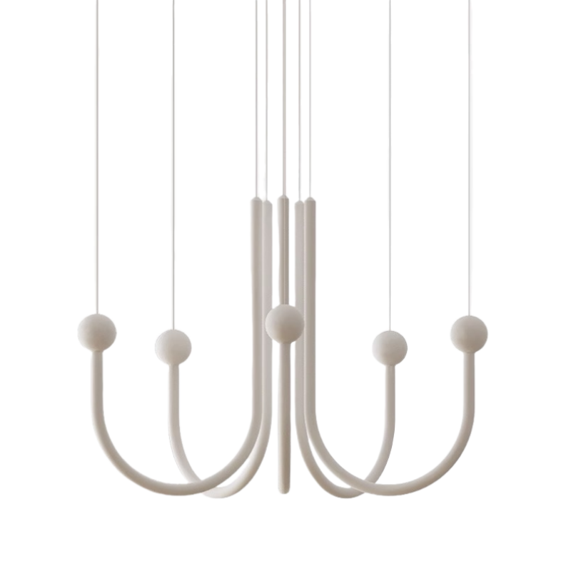 6-10 Heads Linear Milky White Pendant Lamp - 图片 6