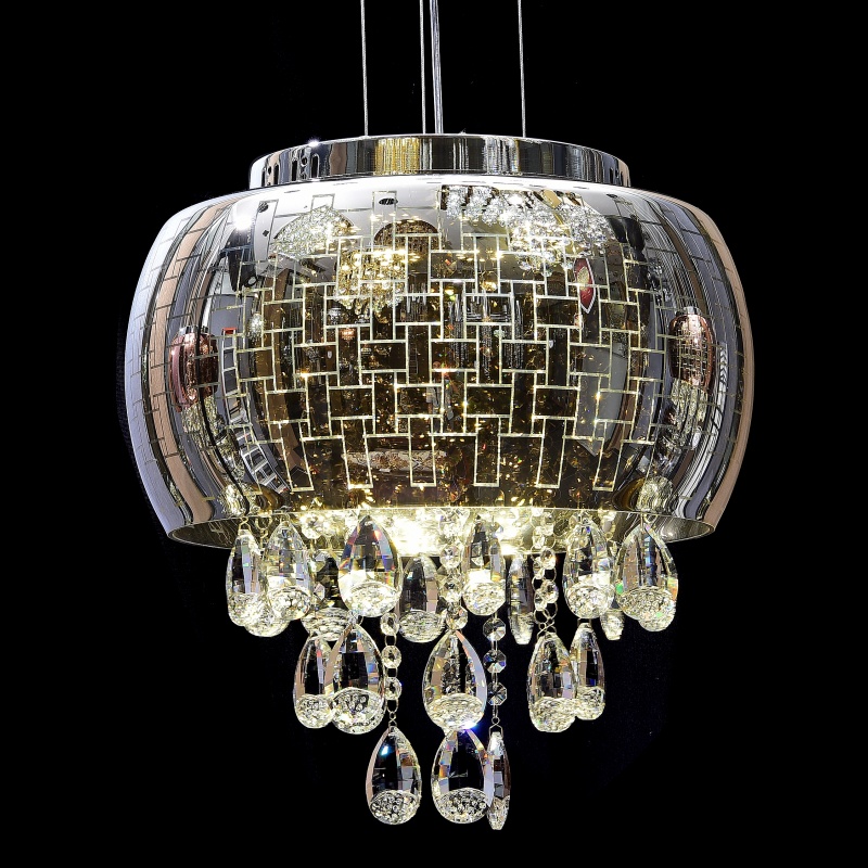 Gold Rose Glass Crystal Pendant Lamp - 图片 6