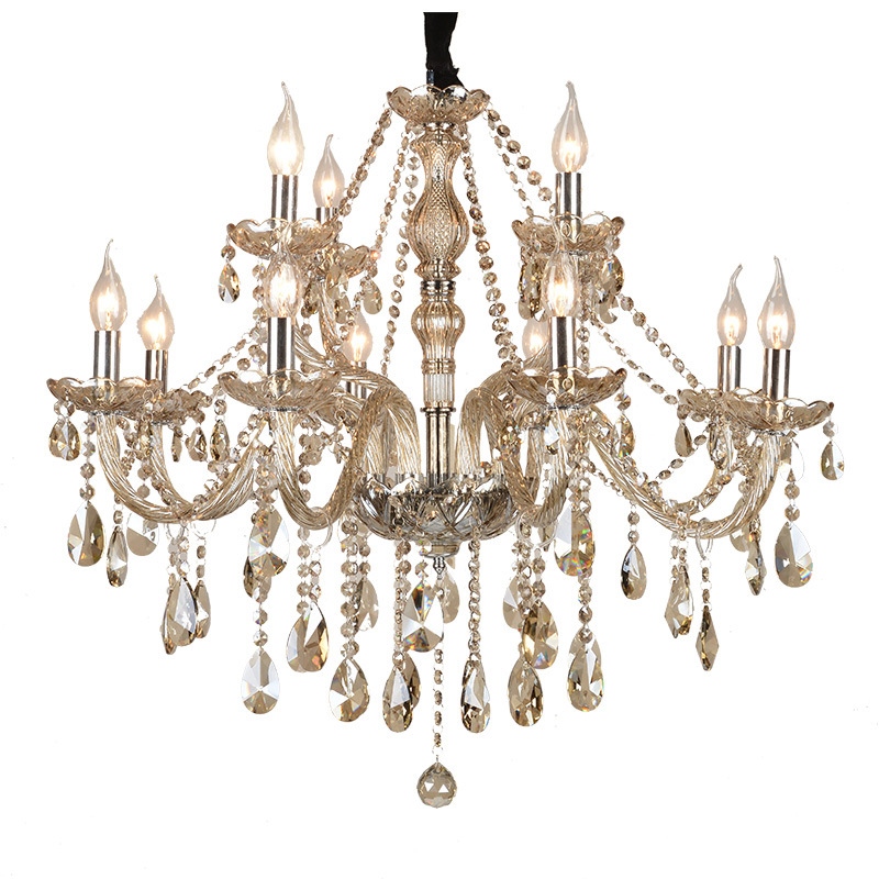 Iron Crystal Fabric Brown Chandelier - 图片 6