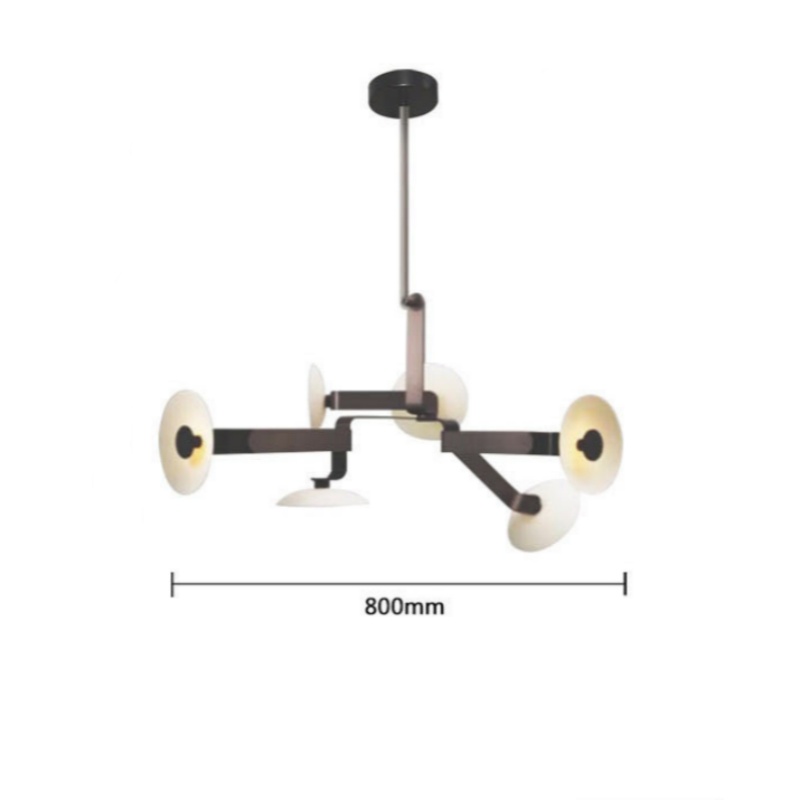 6 Heads Coffee Gold White Pendant Lamp - 图片 7