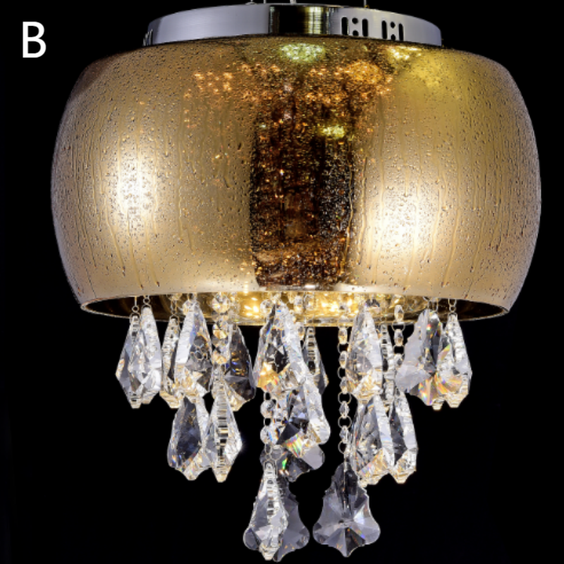 Gold Rose Glass Crystal Pendant Lamp - 图片 9