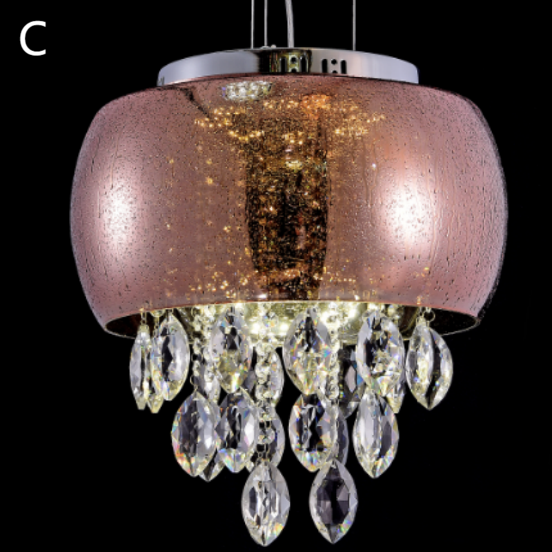 Gold Rose Glass Crystal Pendant Lamp - 图片 10