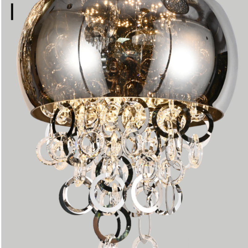 Gold Rose Glass Crystal Pendant Lamp - 图片 16
