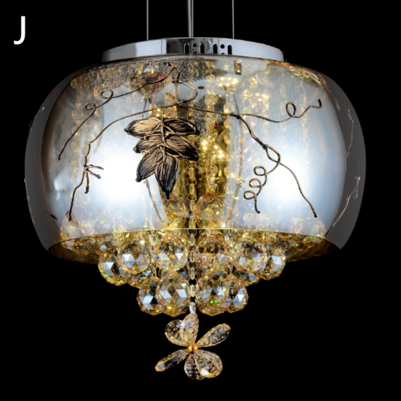 Gold Rose Glass Crystal Pendant Lamp - 图片 17