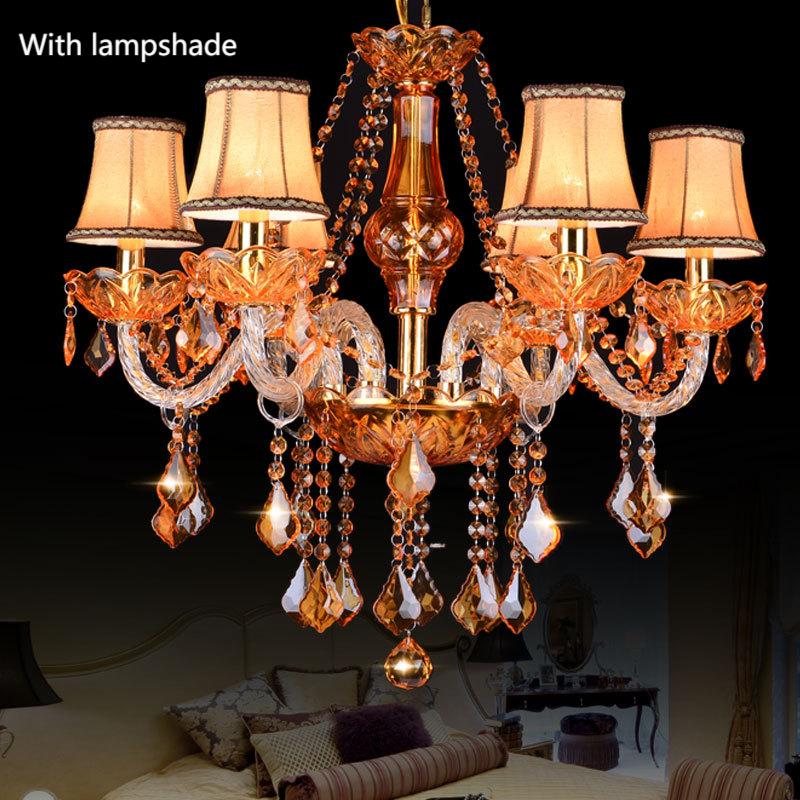 E14 Amber Crystal Candle Chandelier - 图片 8