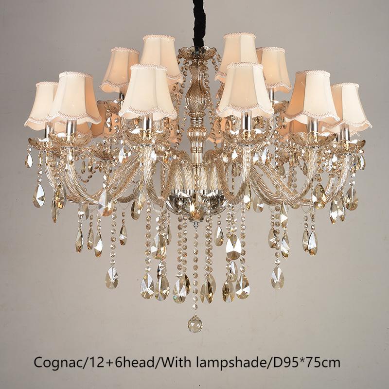 Iron Crystal Fabric Brown Chandelier - 图片 9