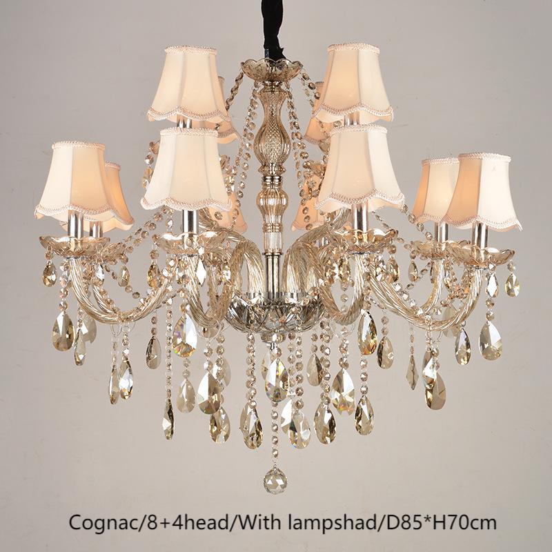 Iron Crystal Fabric Brown Chandelier - 图片 7